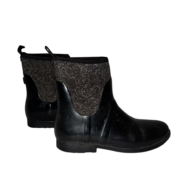 Michael Kors Short Black Tweed Neoprene Rainboots Size 10 - Picture 2 of 9